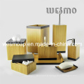 Accessoire de bain en bambou carbonisé avec bord noir (WBB0617A)